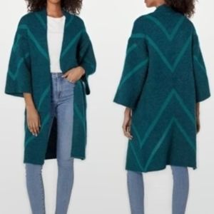 Steve Madden Green Fuzzy Chevron Kimono Sweater